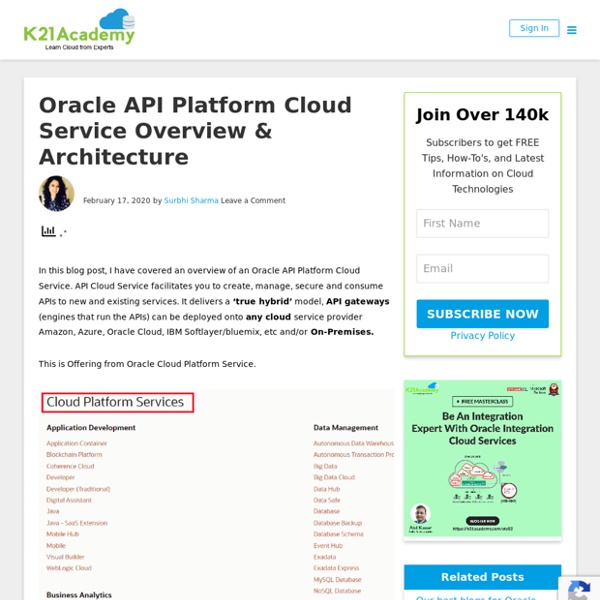 Oracle API Platform Cloud Service Overview & Architecture