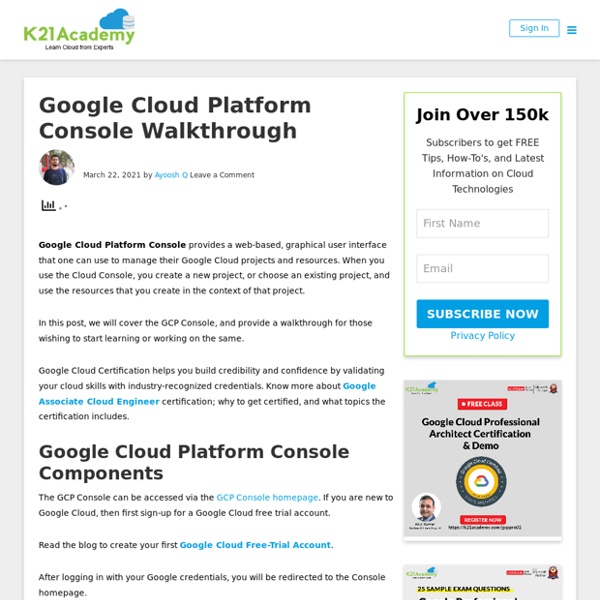 Google Cloud Platform Console Walkthrough - Cloud Training