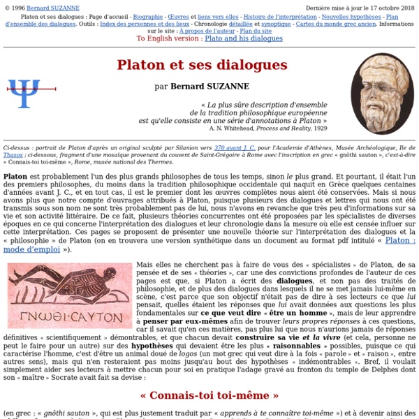 Platon et ses dialogues : page d'accueil