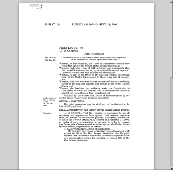 14/09/2001 AUMF Authorization for Use of Military Force - texte