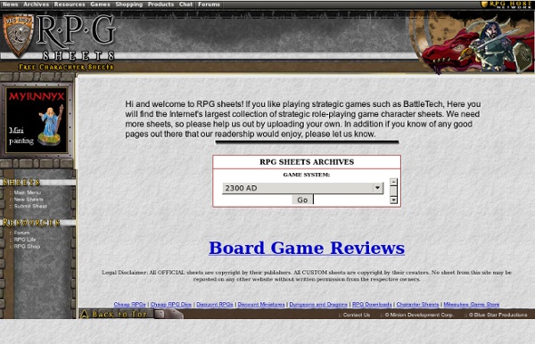 RPG Sheets: Role-Playing Game Character Sheet Archive!