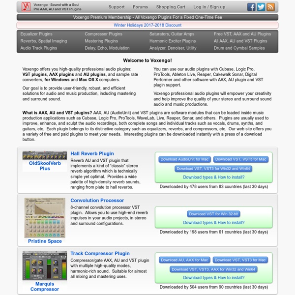 Free VST Plugins and Free AU PlugIns - Voxengo