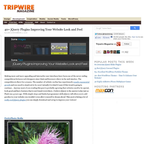 40+ jQuery Plugins Improving Your Website Look and Feel 