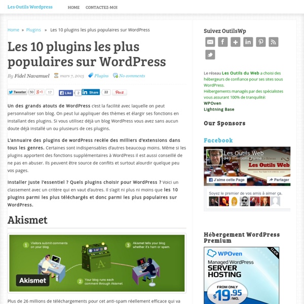 Les 10 plugins les plus populaires sur WordPress