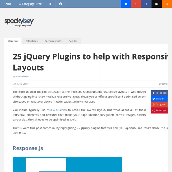 25 jQuery Plugins to help with Responsive Layouts