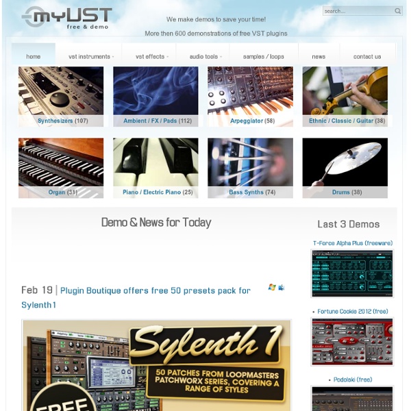 MyVST - VST Demo & Free Plugins - Virtual Instruments, Effects, Audio Tools, Samples and Loops
