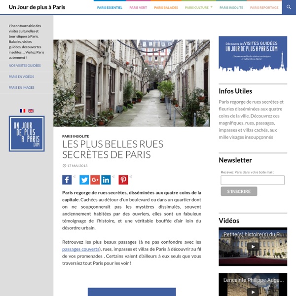 Les plus belles rues secrètes de Paris