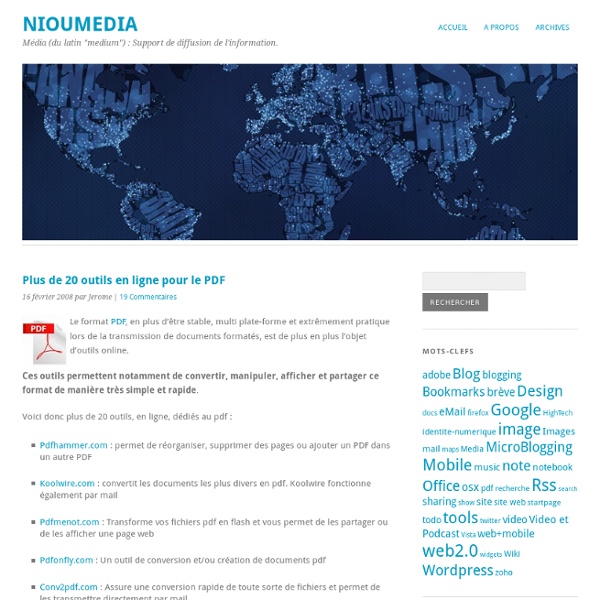 Plus de 20 outils en ligne pour le PDF « NiouMedia