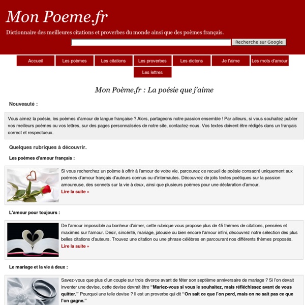 Mon Poème.fr - Amour, Poésie et Citations