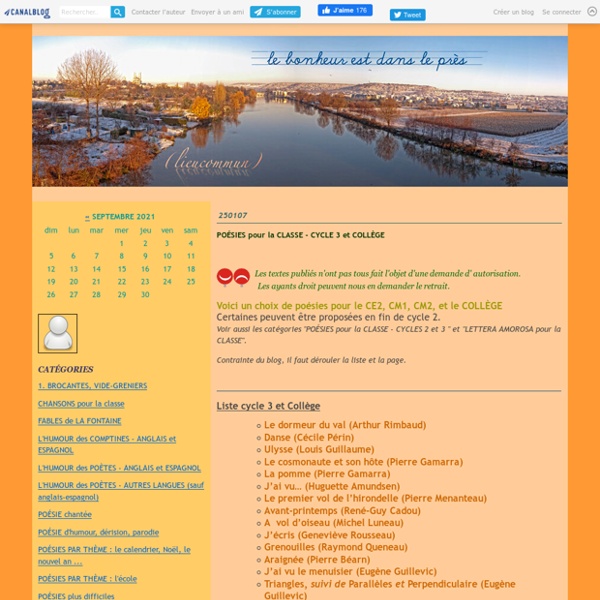 POÉSIES pour la CLASSE - CYCLE 3 et COLLÈGE