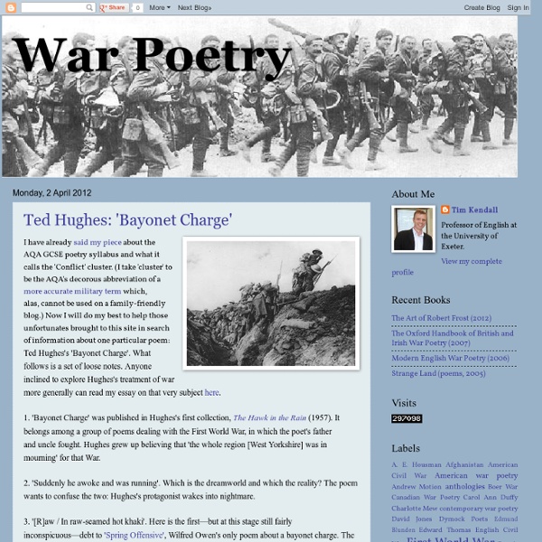 War Poetry: Ted Hughes: 'Bayonet Charge'