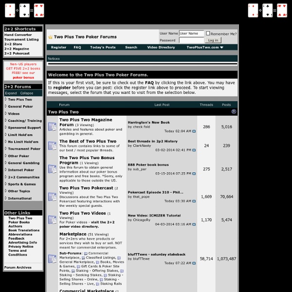 Two Plus Two Poker Forum - Poker Strategy Forums