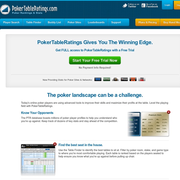 PokerTableRatings - Poker Player Stats Search, Hand Histories, T