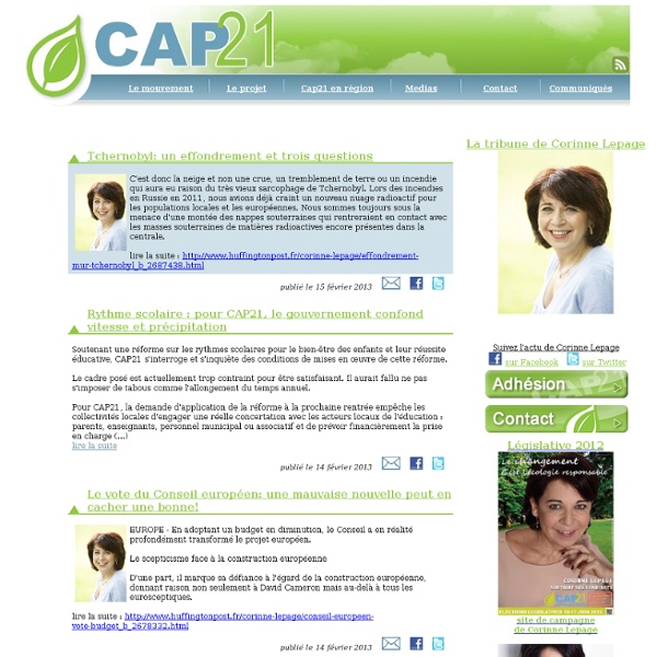 Cap21, parti politique humaniste et écologiste, présidé par Corinne Lepage