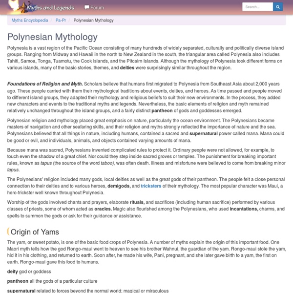 Polynesian Mythology - Myth Encyclopedia - god, legend, war, world, creation, life, hero, people, children