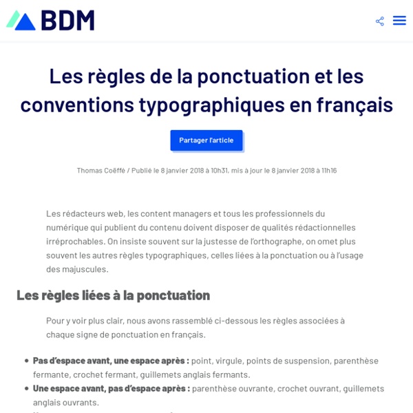 Les règles de la ponctuation et les conventions typographiques en français