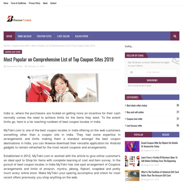 Most Popular on Comprehensive List of Top Coupon Sites 2019