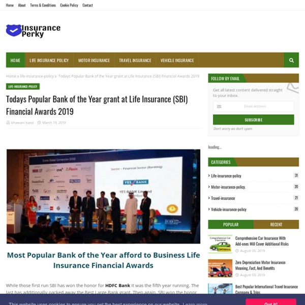 Todays Popular Bank of the Year grant at Life Insurance (SBI) Financial Awards 2019
