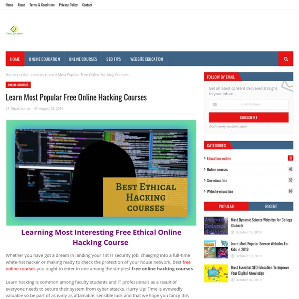 Learn Most Popular Free Online Hacking Courses