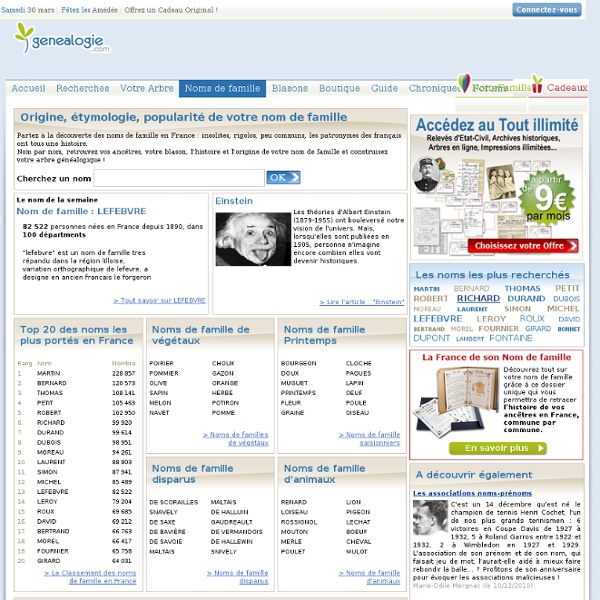 Nom de famille en France: popularité, origine, étymologie, état-civil, généalogie