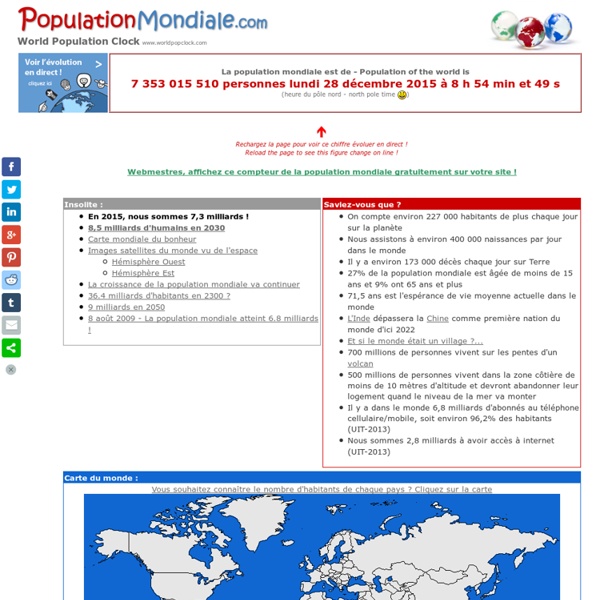 Population Mondiale en direct