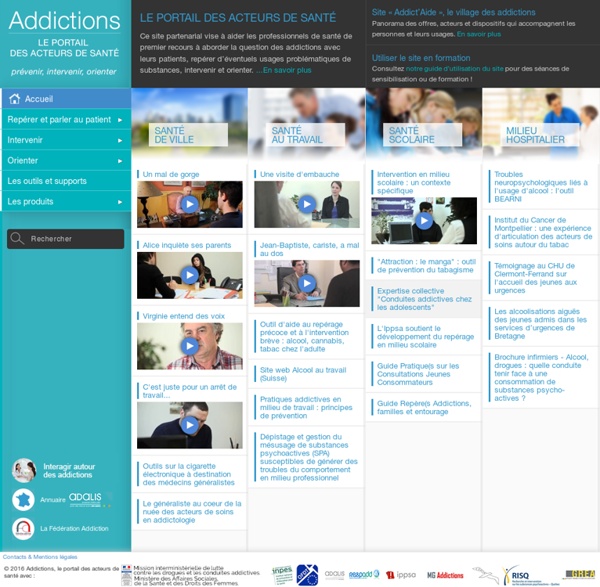 Le Portail des acteurs de santé - Addictions, le portail des acteurs de santé