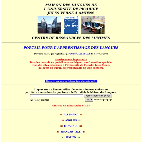 Portail des Centres de Ressources de la Maison des Langues - Didier MADELAINE - UPJV Amiens