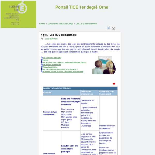 Les TICE en maternelle - Portail TICE de l'Inspection académique de l'Orne