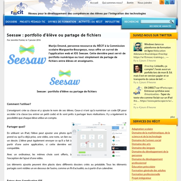 Seesaw : portfolio d'élève ou partage de fichiers