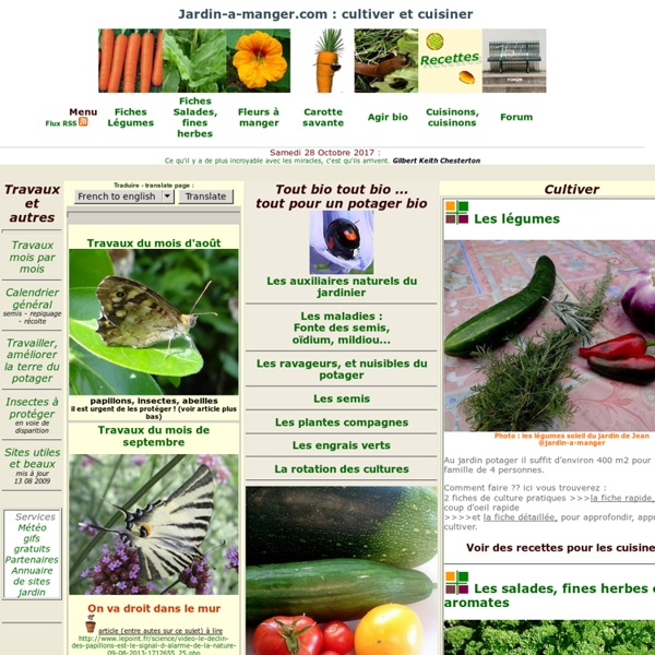 Jardin potager bio, fiches jardinage et recettes avec des légumes : Jardin à manger
