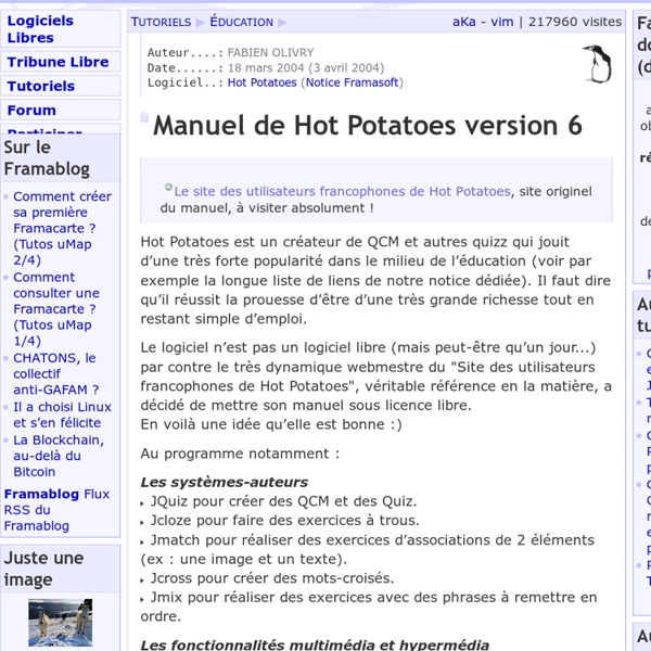 Créer des exercices interactifs en ligne : Hot Potatoes version 6 - Éducation