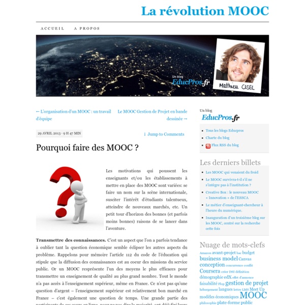 Pourquoi faire des MOOC ?