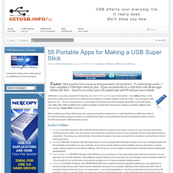 USB Powered Gadgets and more.. » 55 Portable Apps for Making a USB Super Stick