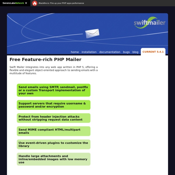 Powerful component based mailing library for PHP – Swift Mailer