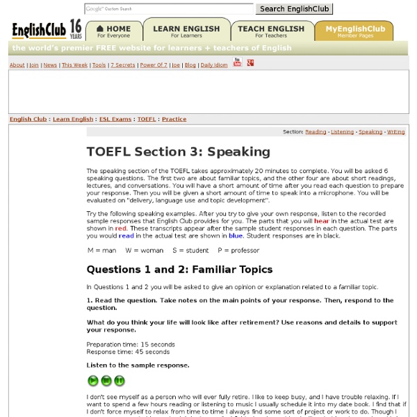 TOEFL Practice, Section 3: Speaking