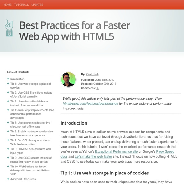 Best Practices for a Faster Web App with HTML5