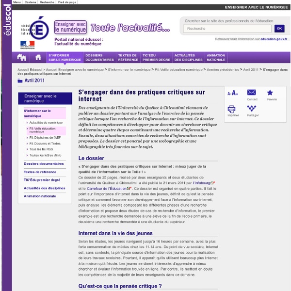 S’engager dans des pratiques critiques sur internet — Éducnet-Mozilla Firefox