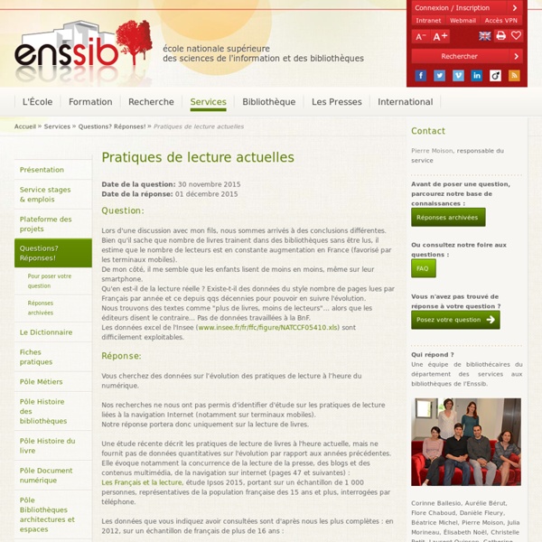 Pratiques de lecture actuelles