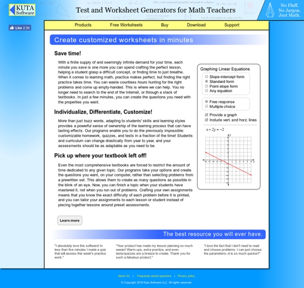 Create Custom Pre-Algebra, Algebra 1, Algebra 2, and Geometry Worksheets