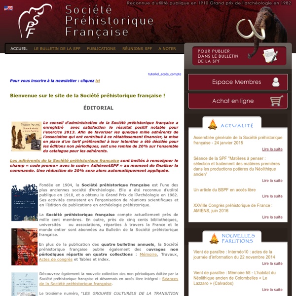Société préhistorique française - Accueil - Société préhistorique française