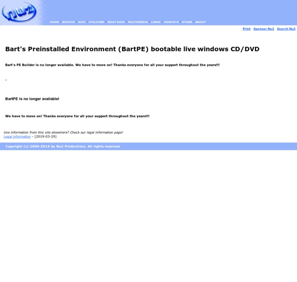 Bart's Preinstalled Environment (BartPE) bootable live windows CD/DVD