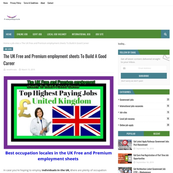 The UK Free and Premium employment sheets To Build A Good Career