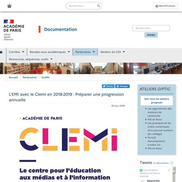 L'EMI avec le Clemi en 2018-2019 : Préparer une progression annuelle