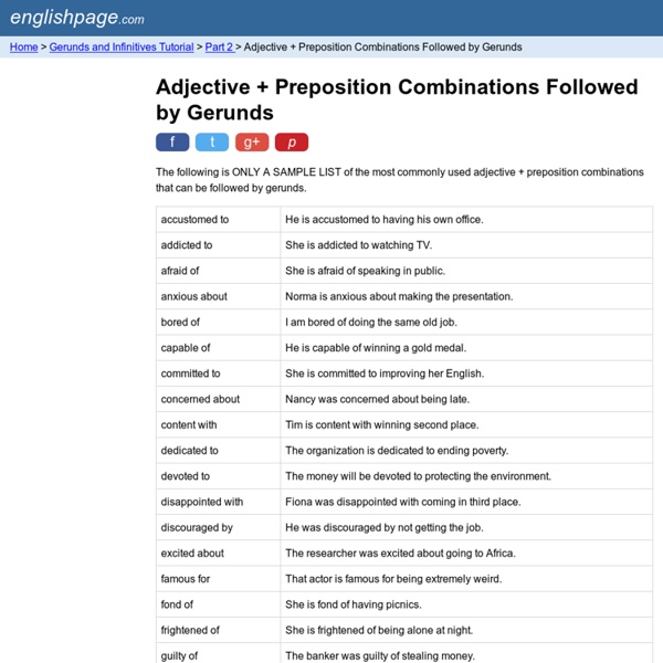 Adjective + Preposition Combinations Followed by Gerunds
