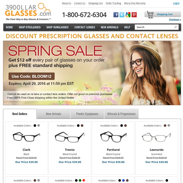 39 Dollar Glasses.com Discount Prices on High Quality Eyeglasses and Sunglasses Online.