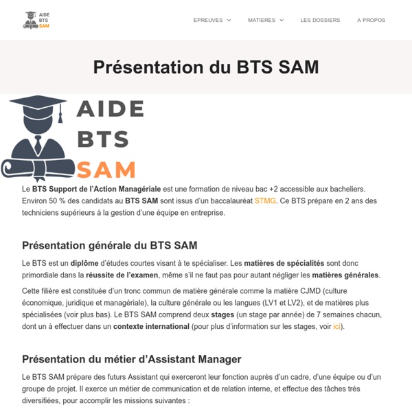 Présentation du BTS SAM (qualités, matières, horaires, débouchés...)