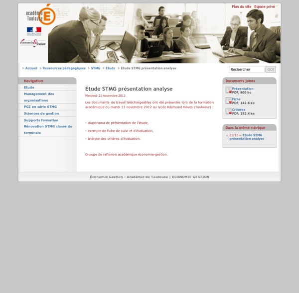 Etude STMG présentation analyse - Académie-Toulouse
