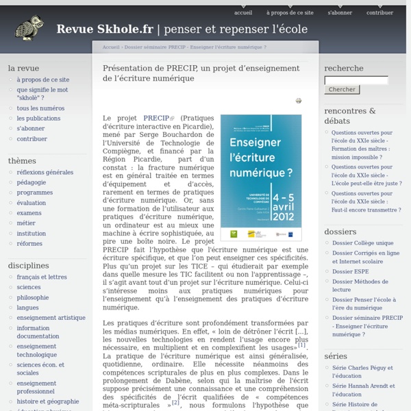 Présentation de PRECIP, un projet d’enseignement de l’écriture numérique