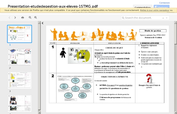 Présentation de l'étude de gestion aux élèves