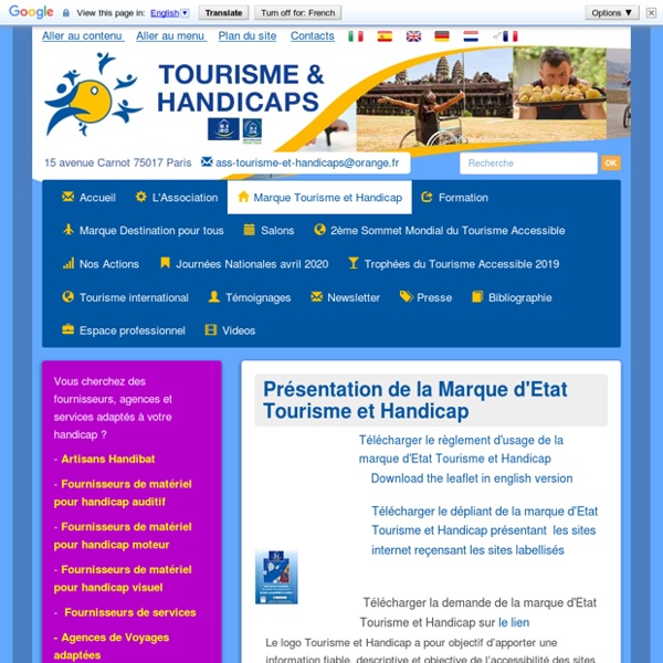 Présentation de la Marque Tourisme et Handicap Tourisme et Handicaps